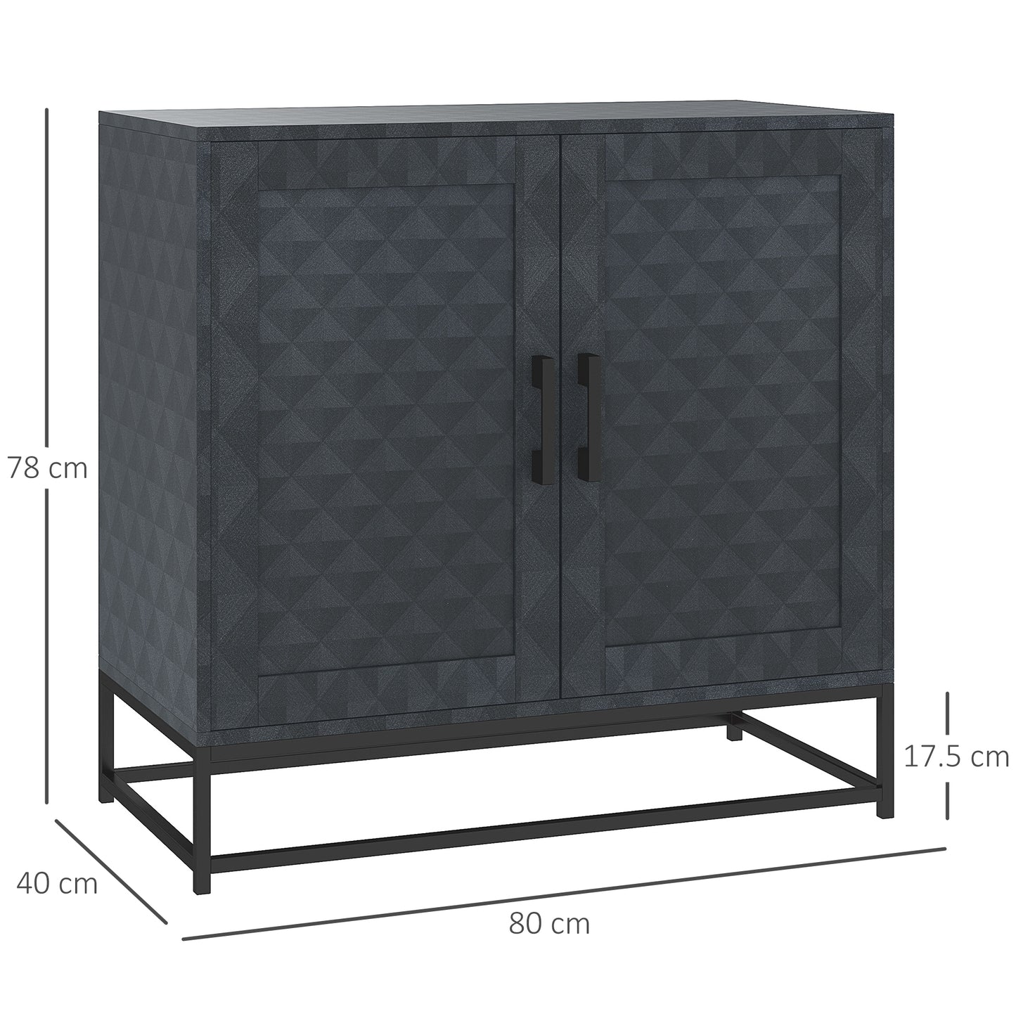Modern Storage Cupboard with Adjustable Shelf and 2 Doors, Black