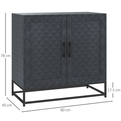 Modern Storage Cupboard with Adjustable Shelf and 2 Doors, Black