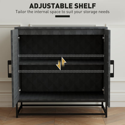 Modern Storage Cupboard with Adjustable Shelf and 2 Doors, Black