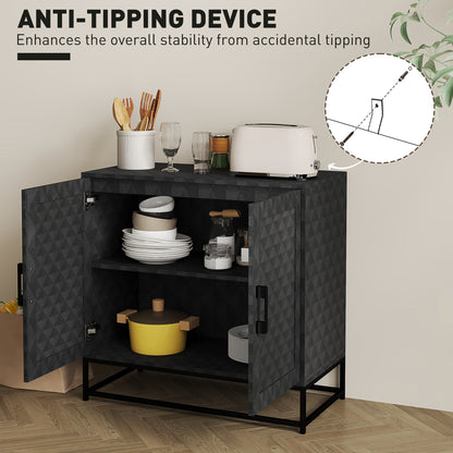 Modern Storage Cupboard with Adjustable Shelf and 2 Doors, Black