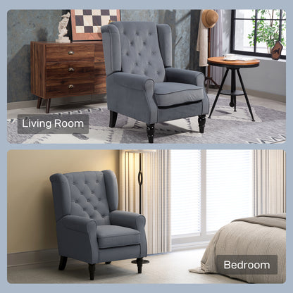 Accent Armchair Home Furniture Retro Tufted Club Fabric Grey