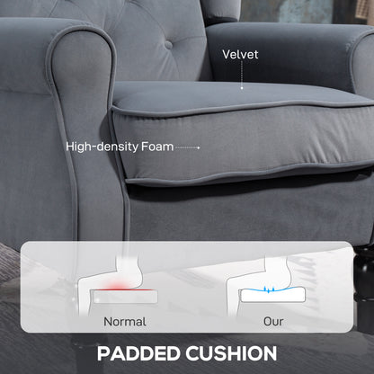 Accent Armchair Home Furniture Retro Tufted Club Fabric Grey
