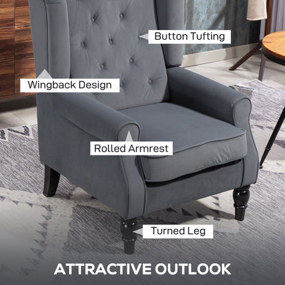 Accent Armchair Home Furniture Retro Tufted Club Fabric Grey