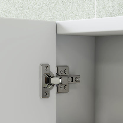 Bathroom Mirror Cabinet with 4 Adjustable Shelves, White