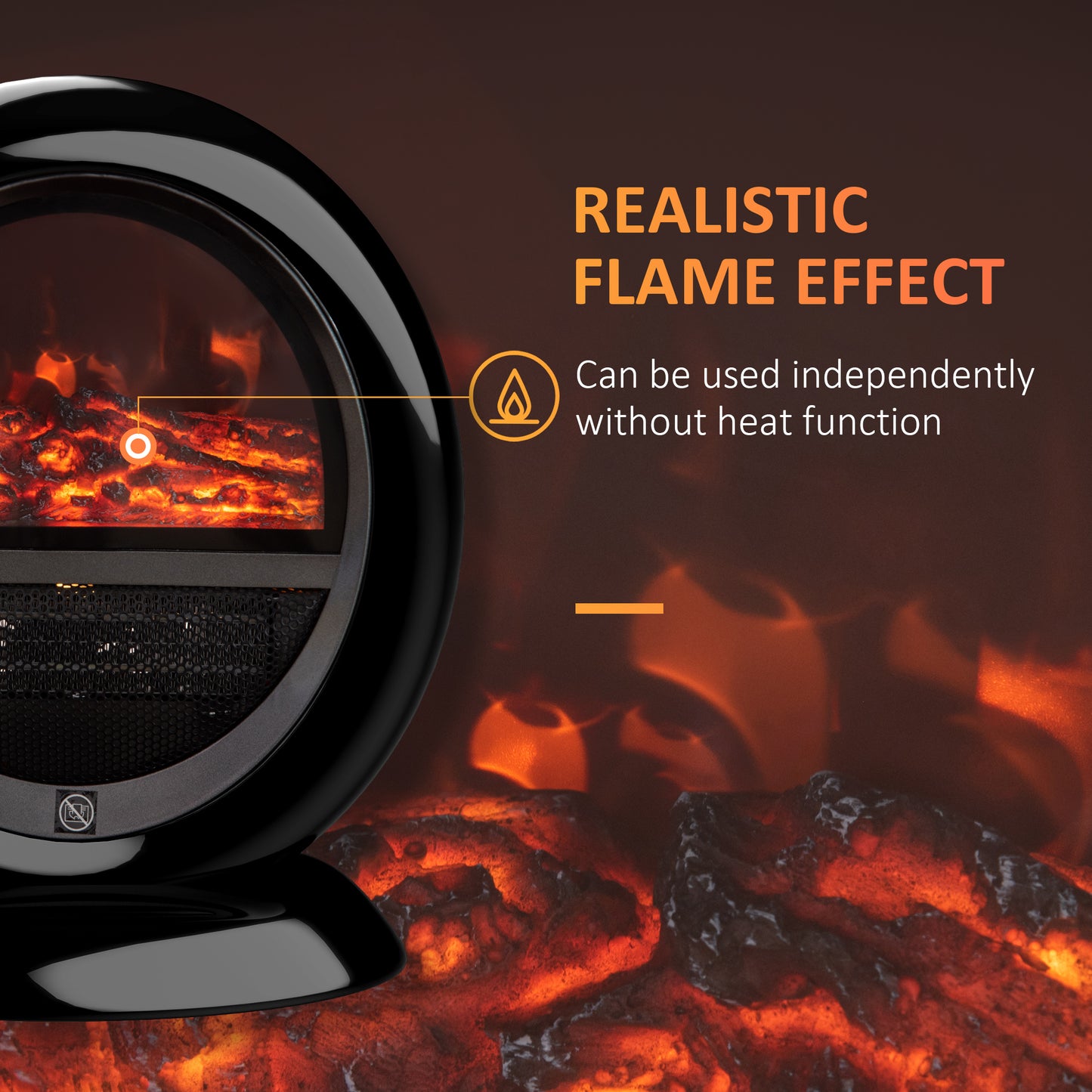 Table Top Electric Fireplace Heater W/ LED Flame Rotatable Head Black