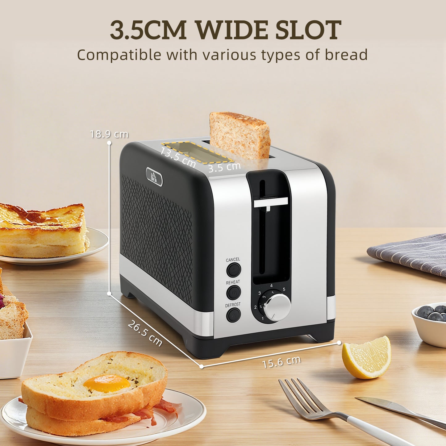 3000W Rapid Boil Kettle and Toaster Set with Otter Thermostat, Black