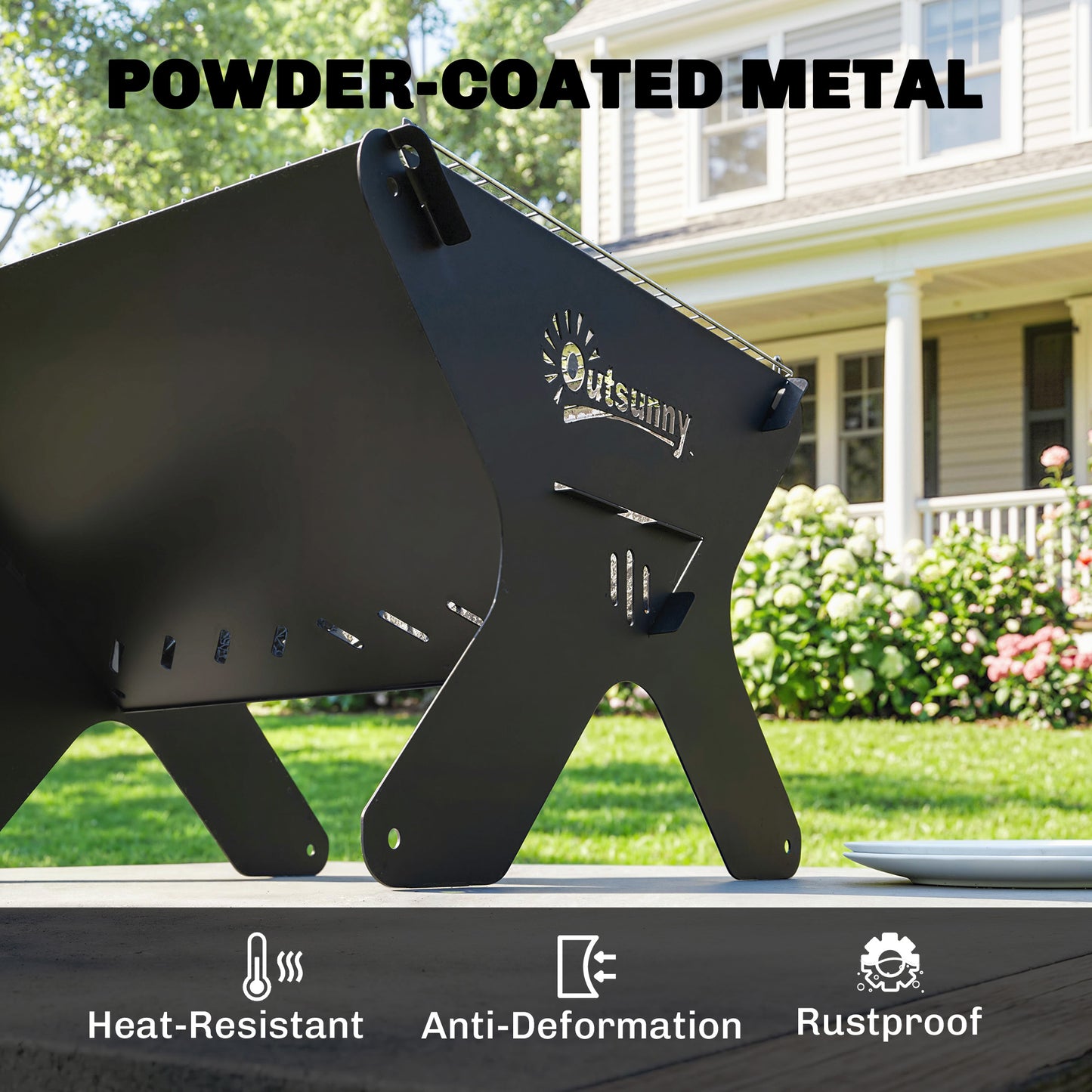 2-In-1 Portable BBQ Grill and Camping Fire Pit with Gloves