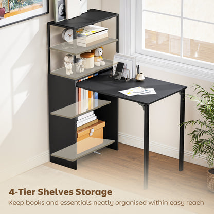 Foldable Computer Desk, Home Office Desk for Small Spaces, Black