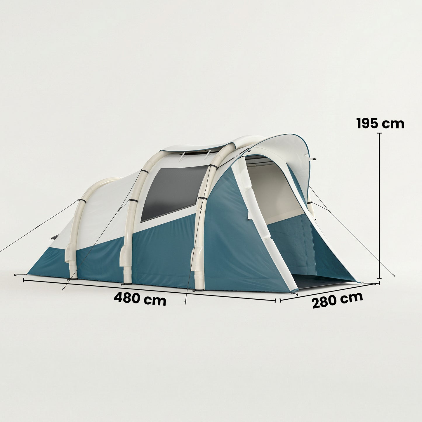 Inflatable Camping Tent w/ Air Pump, 2-3 Person Blow Up Tent Green