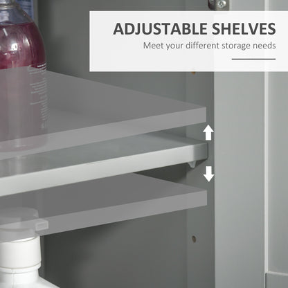 Bathroom Cabinet, Freestanding Floor Cabinet with Storage, Grey
