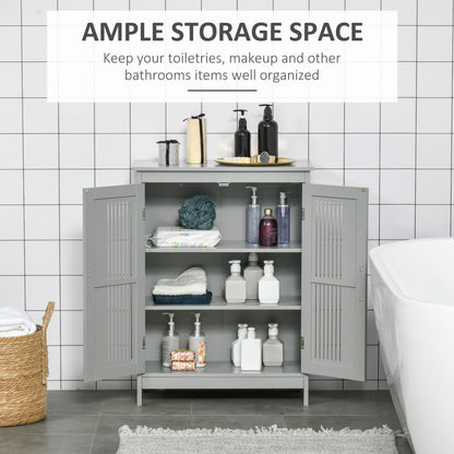 Bathroom Cabinet, Freestanding Floor Cabinet with Storage, Grey