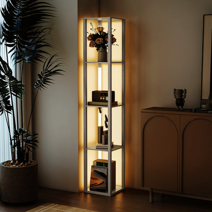 Floor Lamp for Living Room, Standing Lamp with Foot Switch, Oak