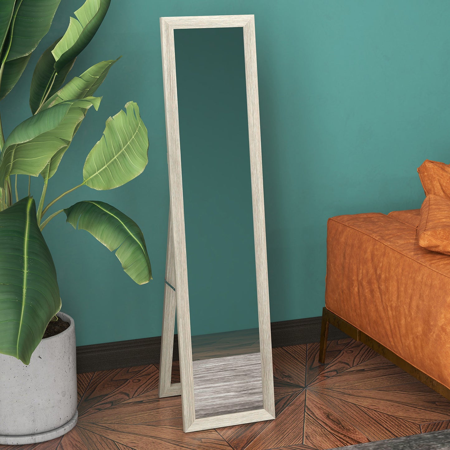 Full Length Mirror Farmhouse Wall Mirror Hanging Freestanding Grey