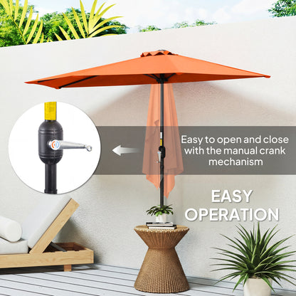 2.7m Metal Frame Garden Furniture Parasol Half Round Umbrella Orange
