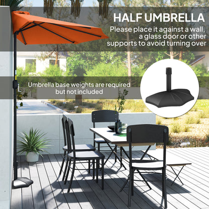 2.7m Metal Frame Garden Furniture Parasol Half Round Umbrella Orange