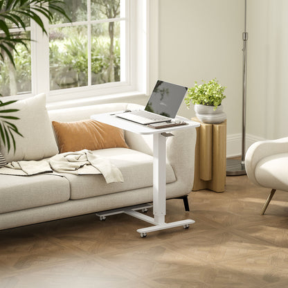 Height Adjustable Standing Desk with Wheels for Home Office, White