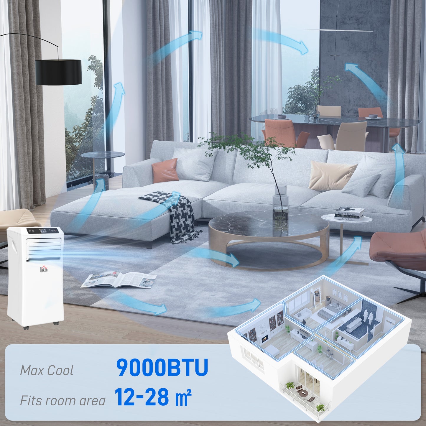 Mobile Air Conditioner W/ RC Cooling Sleeping Mode Portable White 1003W
