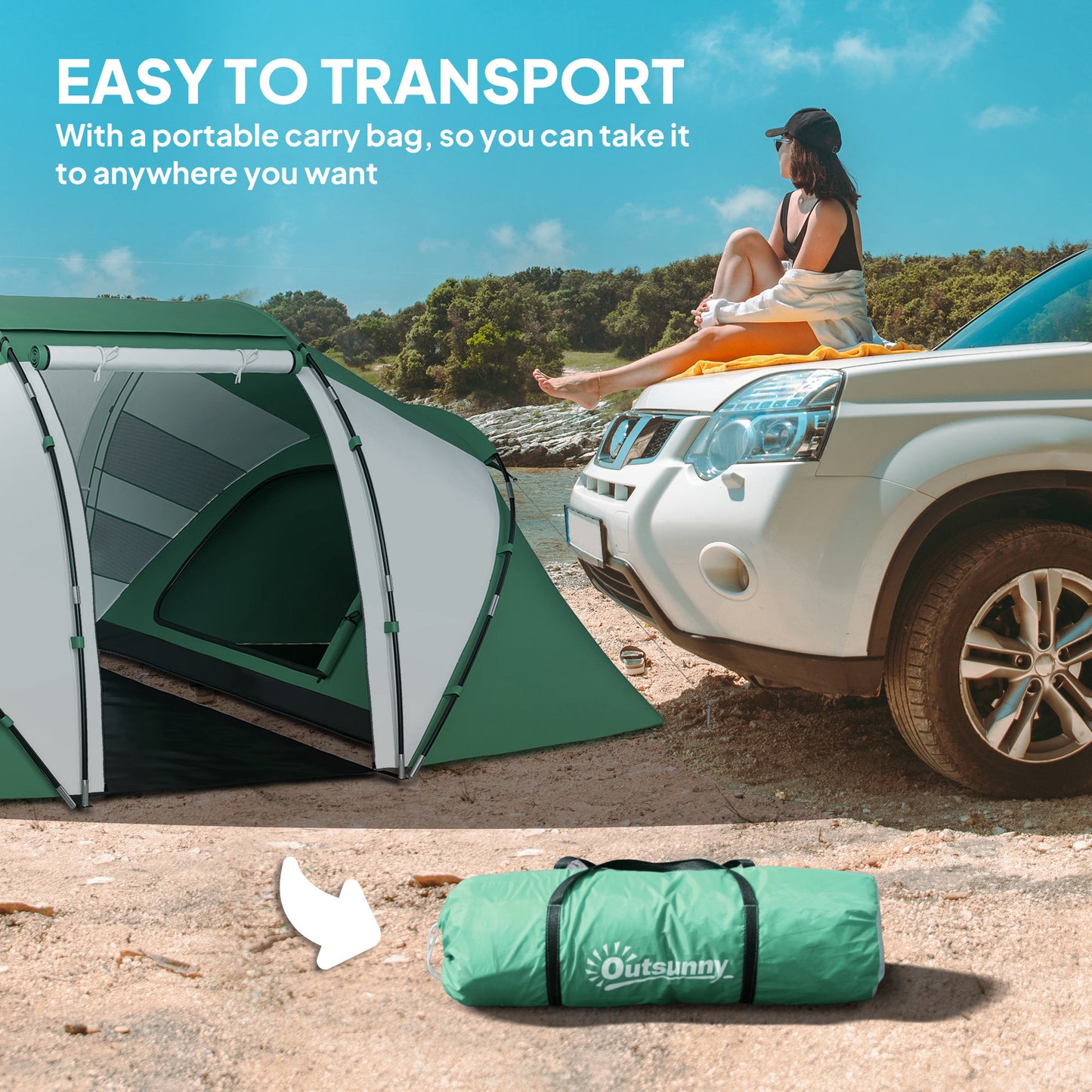 4-6 Persons Camping Tent Dome Family Travel Group Hiking Room Fishing