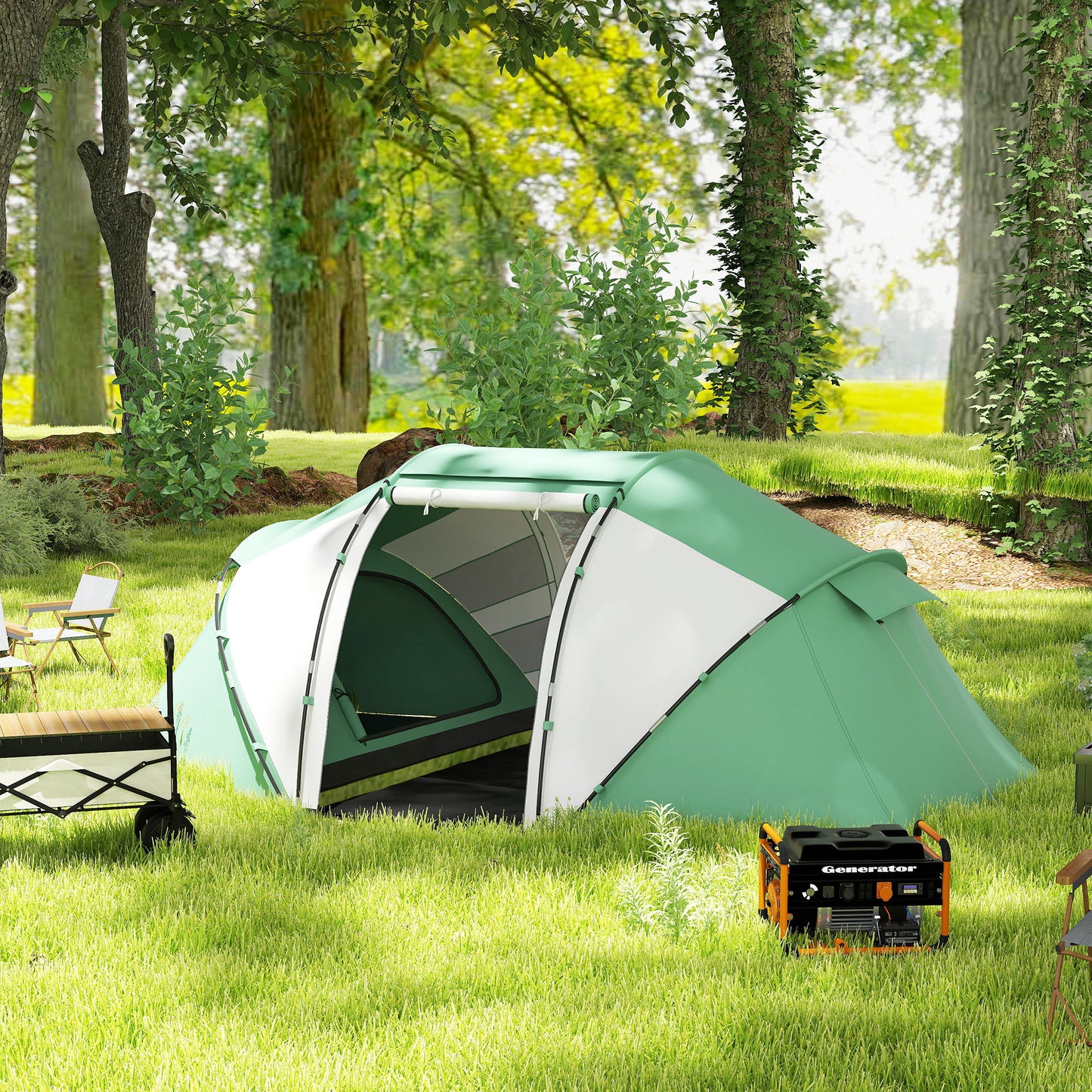 4-6 Persons Camping Tent Dome Family Travel Group Hiking Room Fishing