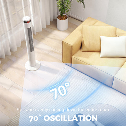Oscillating Tower Fan Remote Control 3 Speed Modes Cooling Machine White