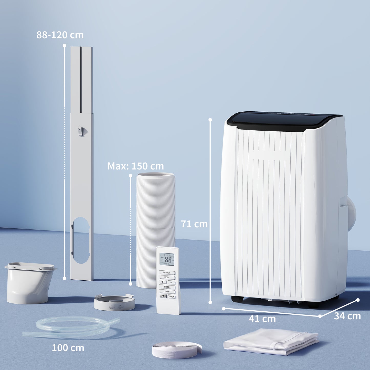 14000 BTU AC Unit, Portable Air Conditioner with WiFi Control, White