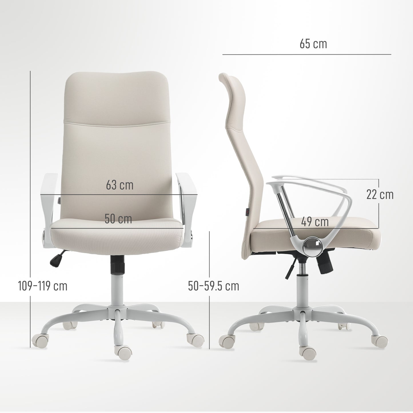 High Back Office Chair, Computer Desk Chair for Home, Cream White
