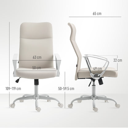 High Back Office Chair, Computer Desk Chair for Home, Cream White