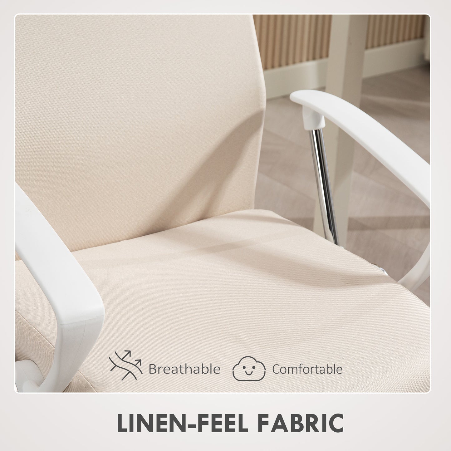 High Back Office Chair, Computer Desk Chair for Home, Cream White