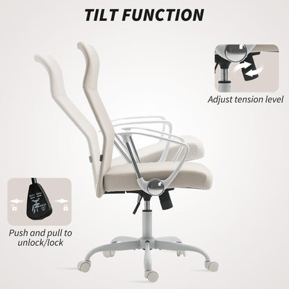 High Back Office Chair, Computer Desk Chair for Home, Cream White
