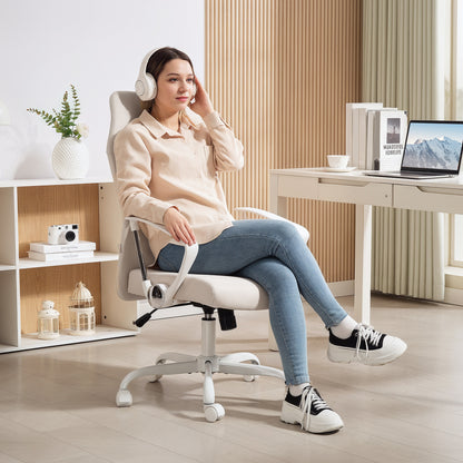 High Back Office Chair, Computer Desk Chair for Home, Cream White