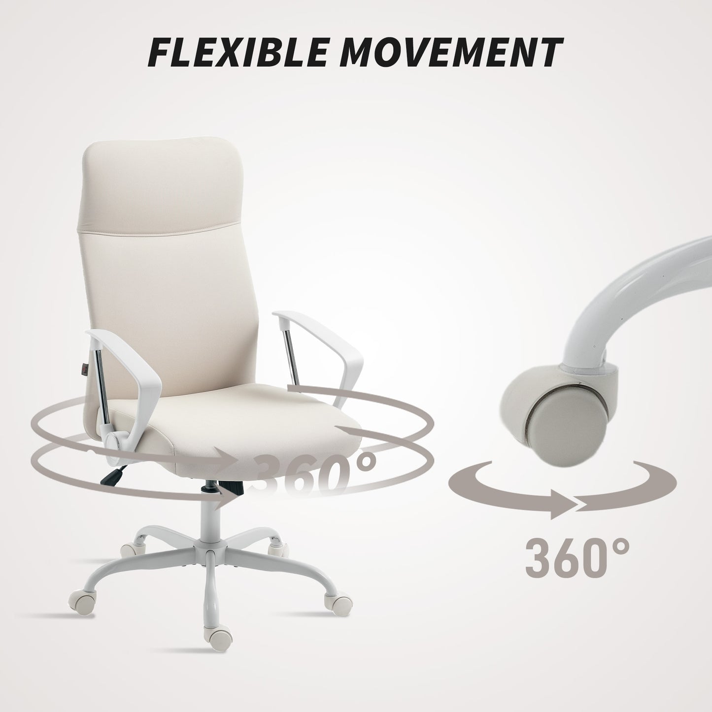 High Back Office Chair, Computer Desk Chair for Home, Cream White