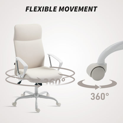 High Back Office Chair, Computer Desk Chair for Home, Cream White