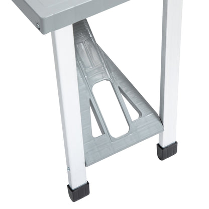 Picnic Table Chair Set 4 Seat Aluminium PP W/ 2.7cm Umbrella Hole