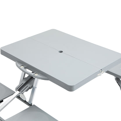 Picnic Table Chair Set 4 Seat Aluminium PP W/ 2.7cm Umbrella Hole