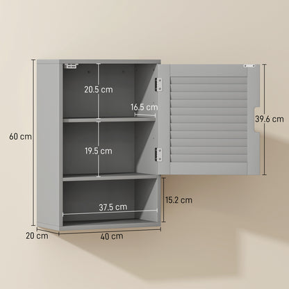 Bathroom Cabinet, Wall Mounted Cabinet with Adjustable Shelves, Grey
