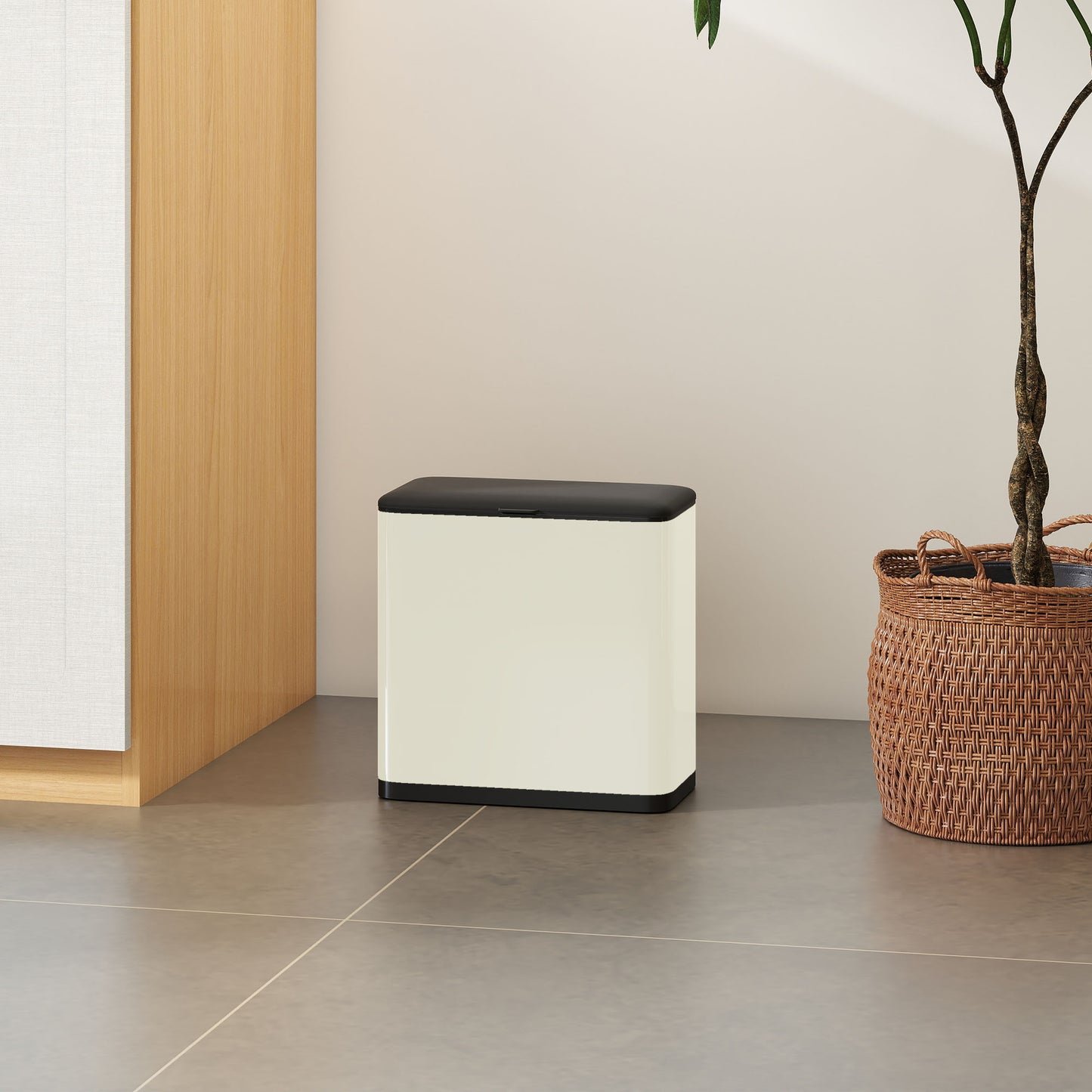 8L Hanging Kitchen Bin, Rubbish bin w/ Stay-Open Lid for Under Sink