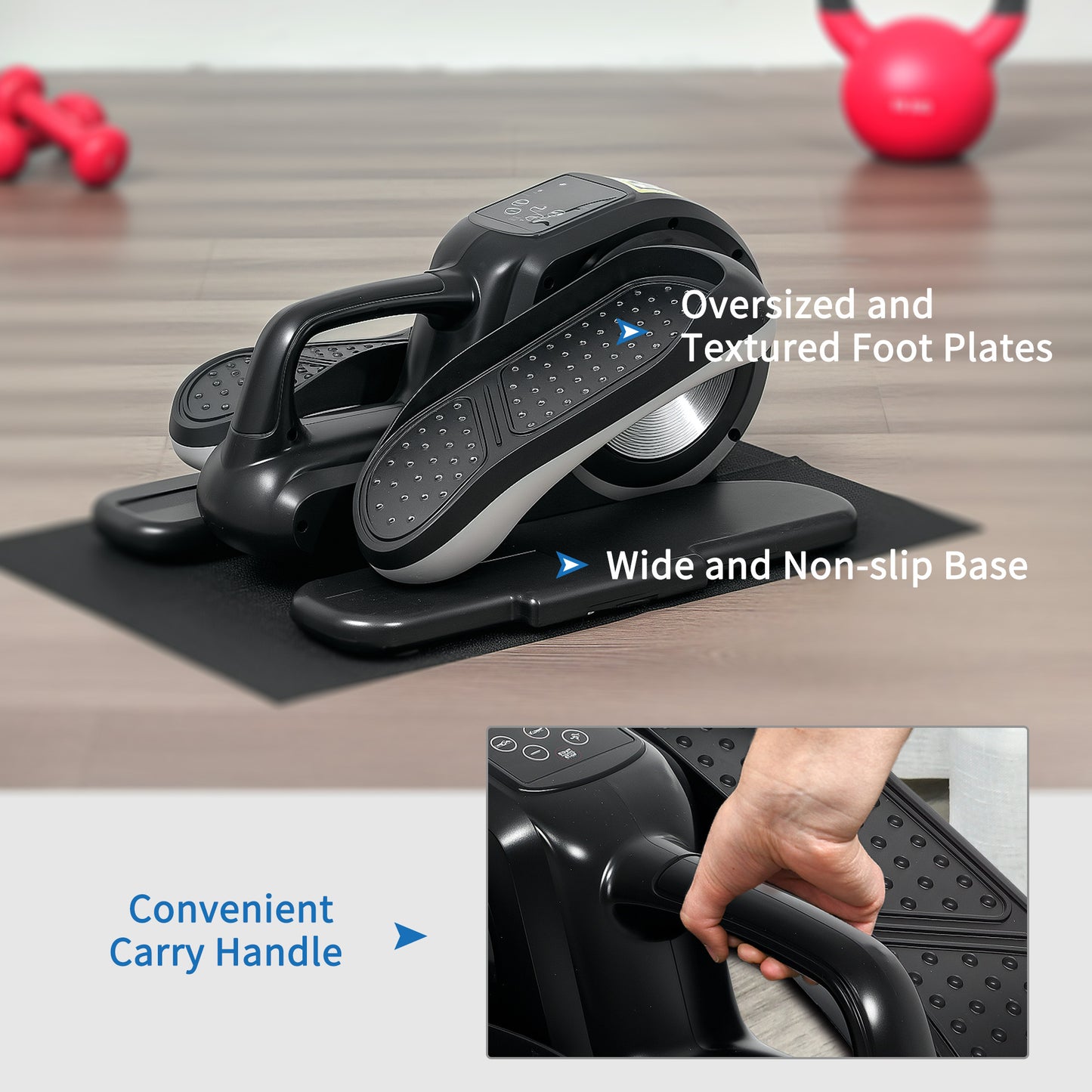 Mini Elliptical Machine, Seated Pedal Exerciser w/ Remote Control