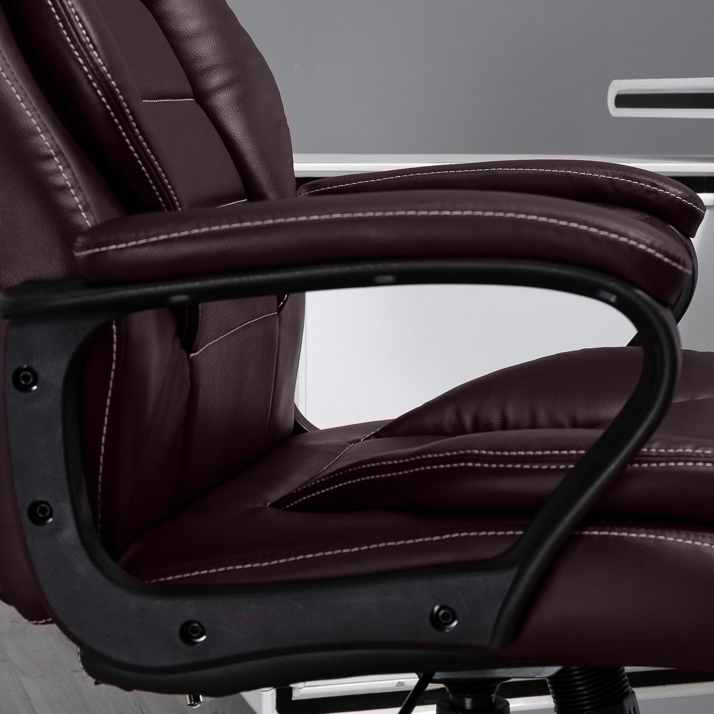 High Back Executive Office Chair 6-Point Vibration Massage Extra Padded Swivel Ergonomic Tilt Desk Seat, Brown