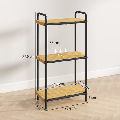 3-Tier Bamboo Bathroom Shelf, Freestanding Shelving Unit, Natural