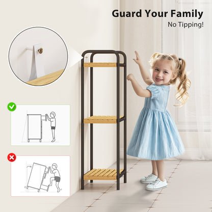 3-Tier Bamboo Bathroom Shelf, Freestanding Shelving Unit, Natural