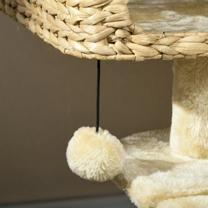 Multi-Level Cat Tree with Scratching Post Condo Bed Ramp, 95cm, Beige