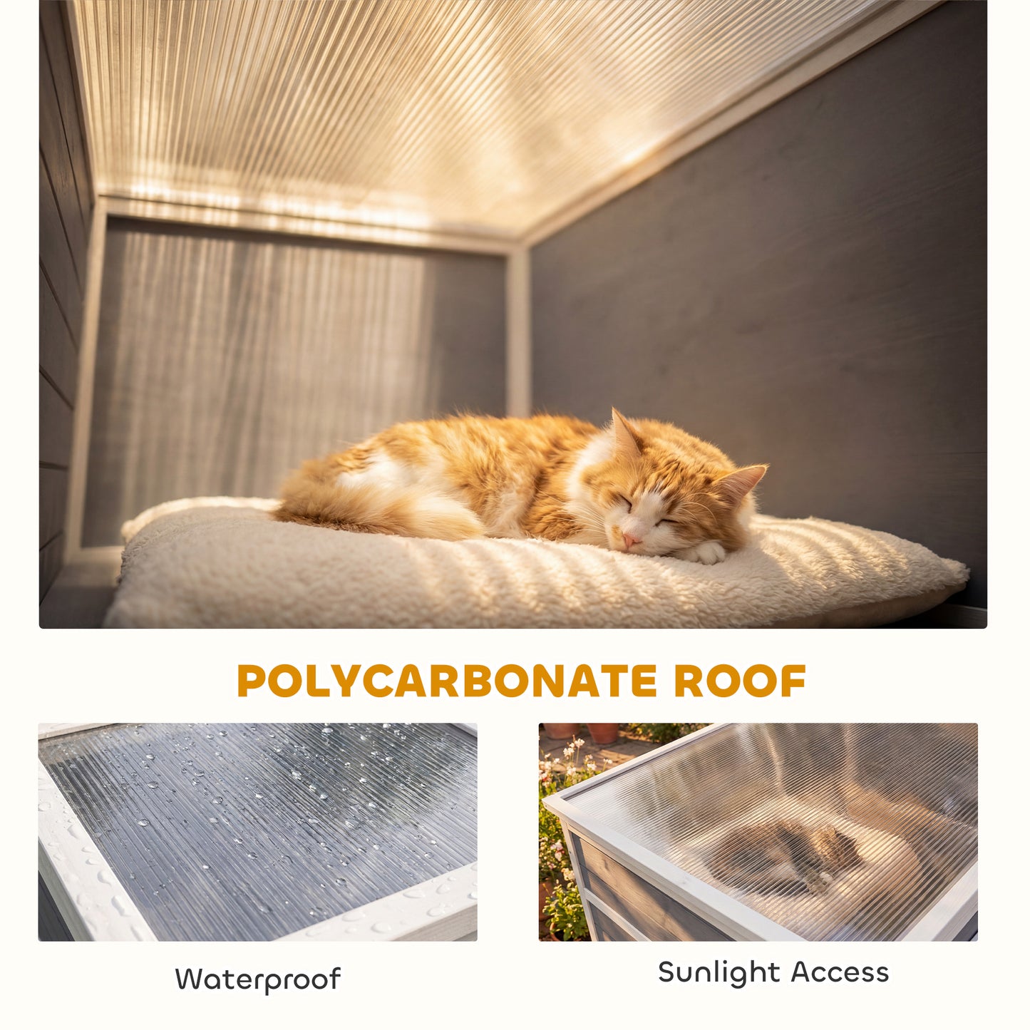 Wooden Catio with Spacious Resting Rooms, 3 Platforms, Window, Grey