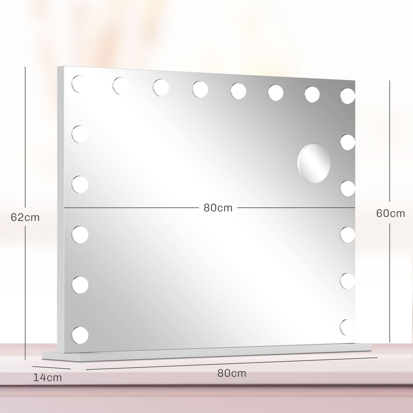 Hollywood Vanity Mirror with Lights, 10X Magnifying, USB Port, White