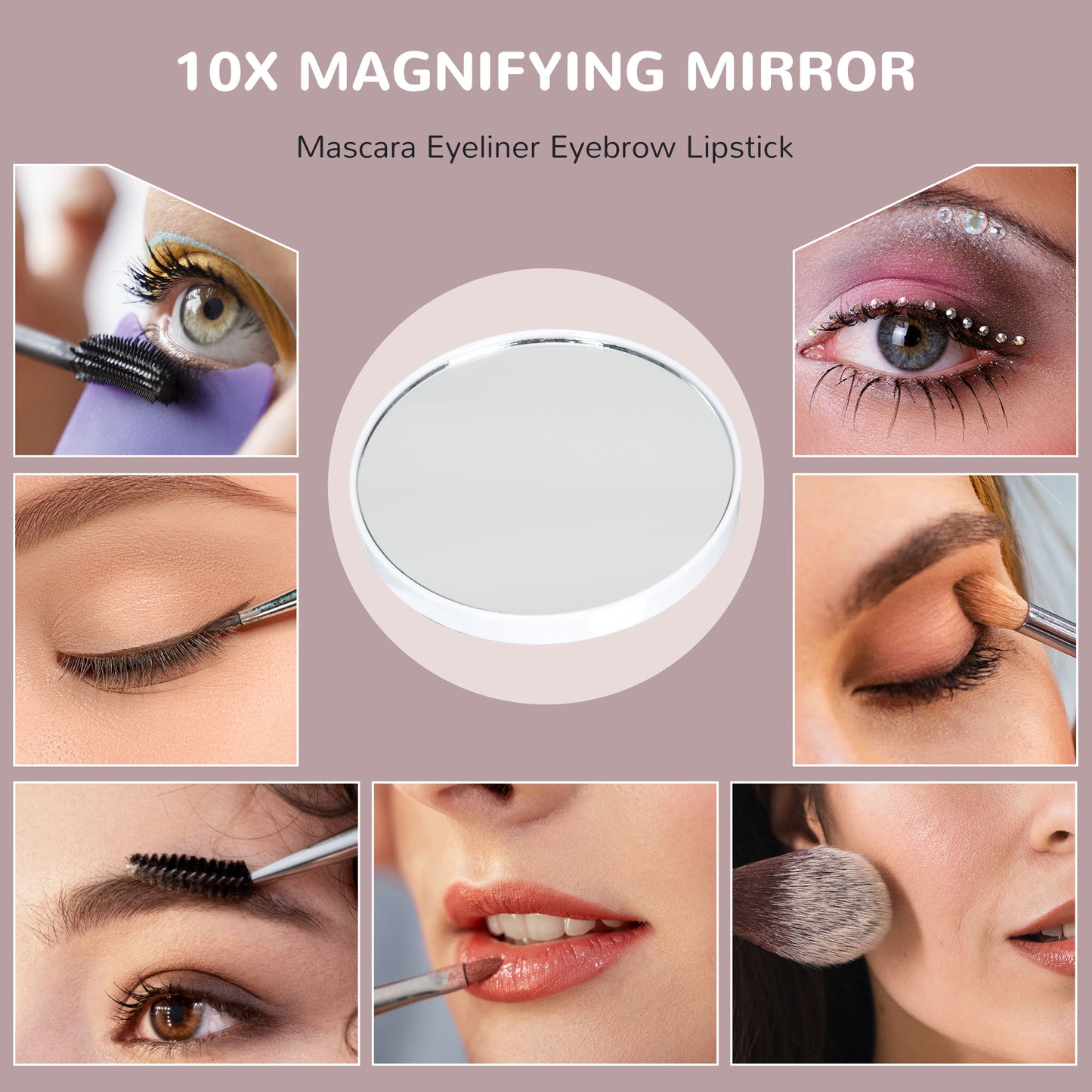 Hollywood Vanity Mirror with Lights, 10X Magnifying, USB Port, White