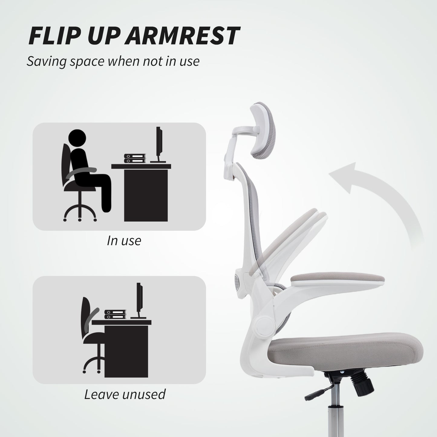 High Back Mesh Computer Desk Chair with Lumbar Support, Grey