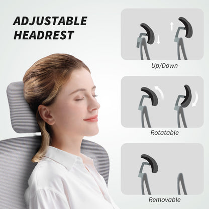 High Back Mesh Computer Desk Chair with Lumbar Support, Grey