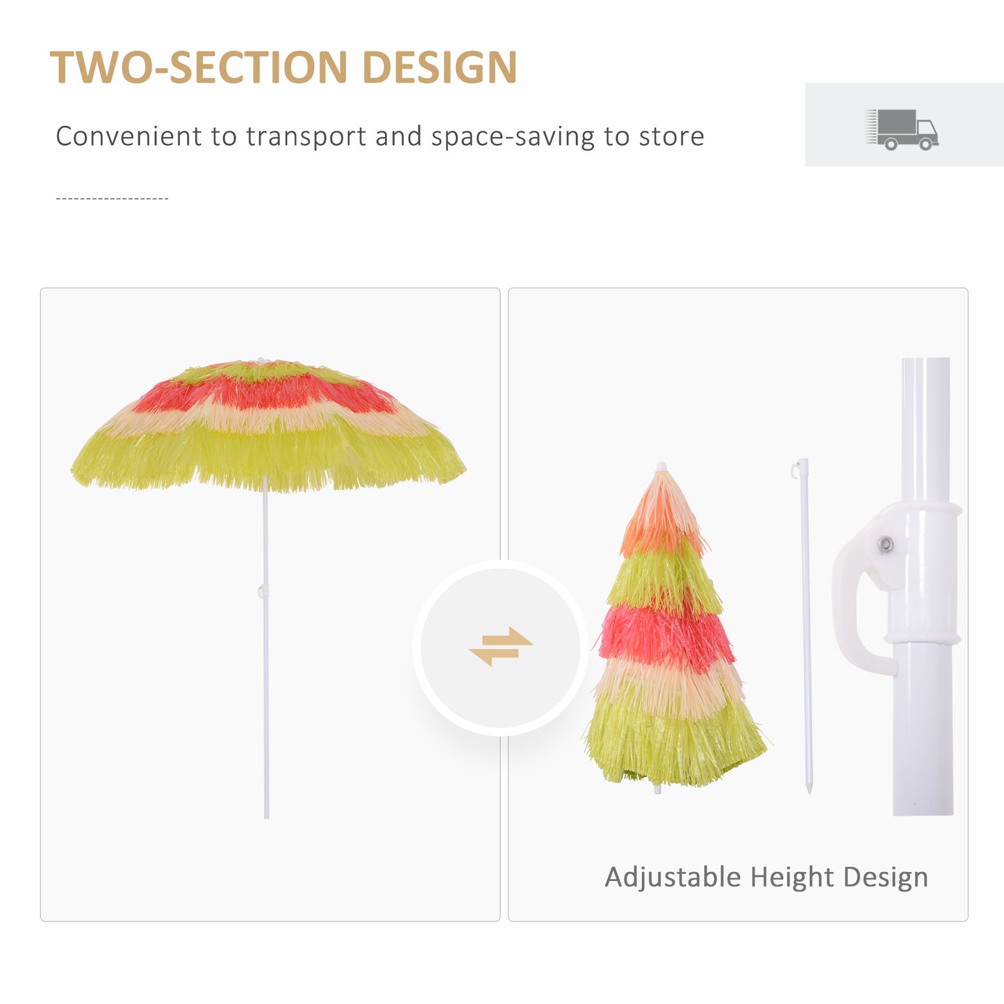 Garden Patio Hawaii Beach Sun Umbrella Sunshade Outdoor Folding Tilting Parasol