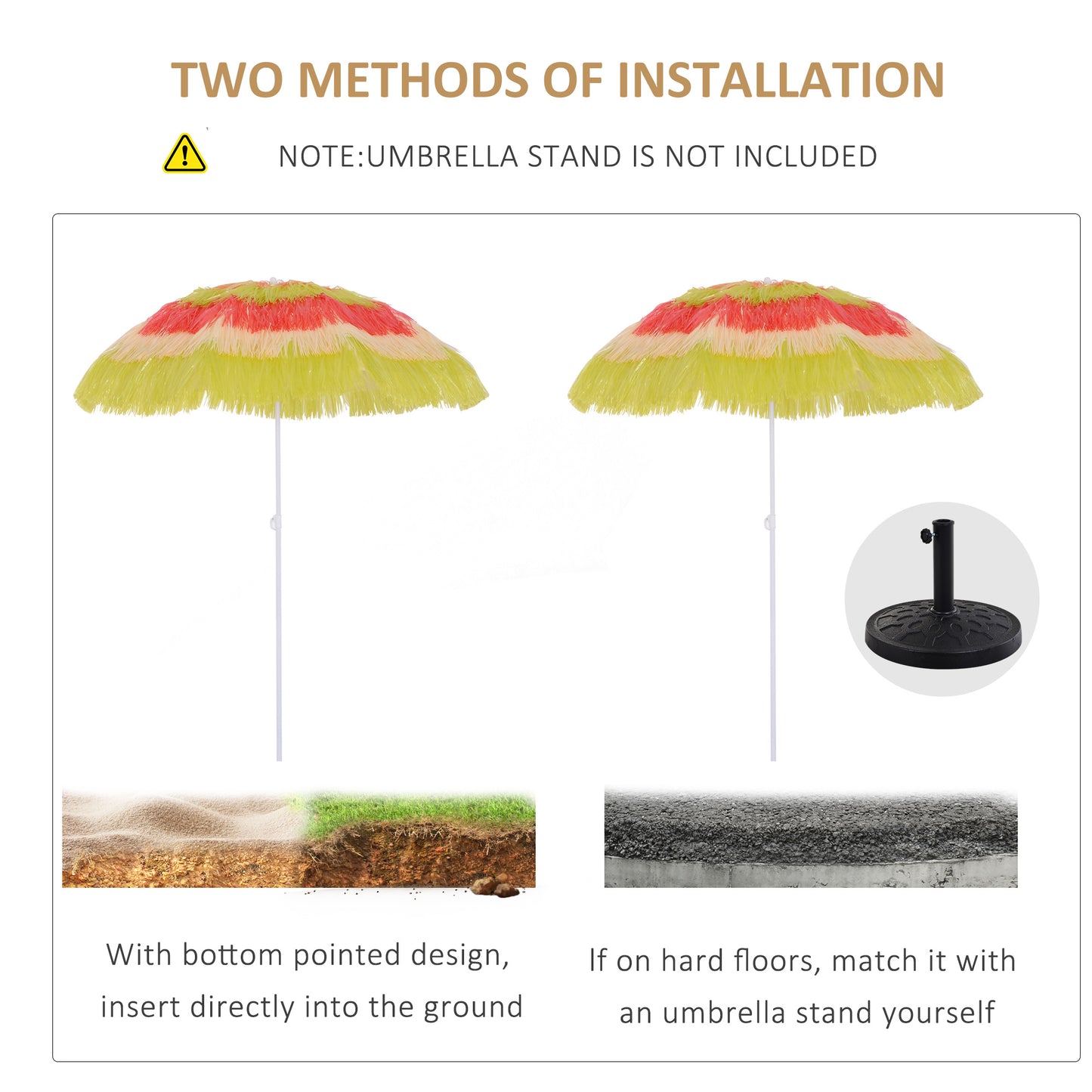 Garden Patio Hawaii Beach Sun Umbrella Sunshade Outdoor Folding Tilting Parasol