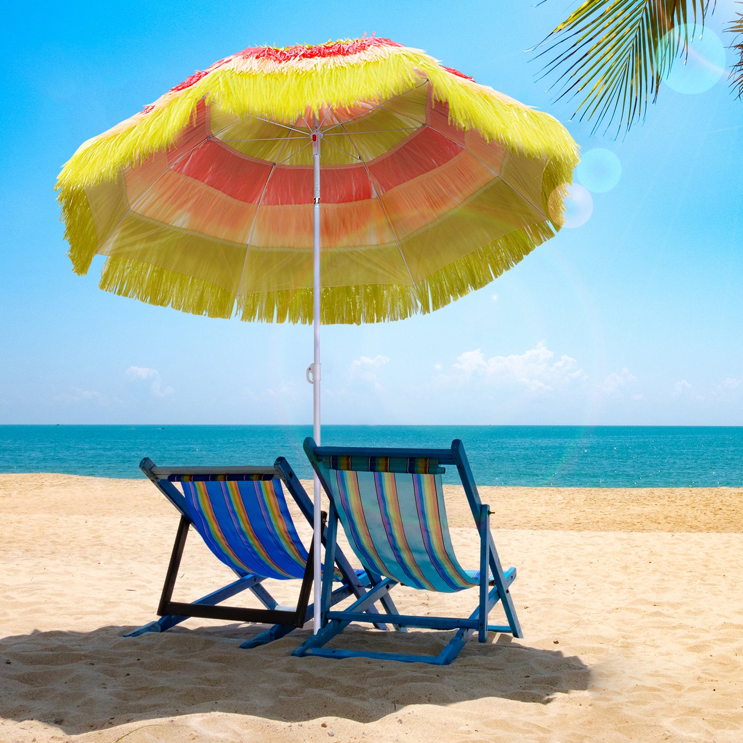 Garden Patio Hawaii Beach Sun Umbrella Sunshade Outdoor Folding Tilting Parasol