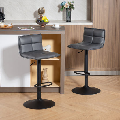 Bar Stools Set of 2 Swivel Height Adjustable Barstools Dark Grey
